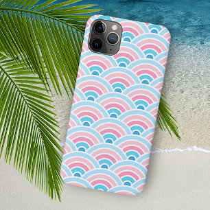Flamingo Blush Pink Blue Concentric Waves Pattern Case-Mate iPhone Case