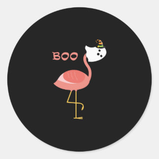 Flamingo Boo Ghost Funny Flamingo Cute Animal Hall Classic Round Sticker