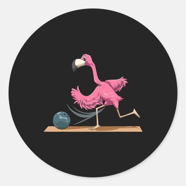 Flamingo Bowling Flamingo Playing Bowling Flamingo Classic Round Sticker (Front)