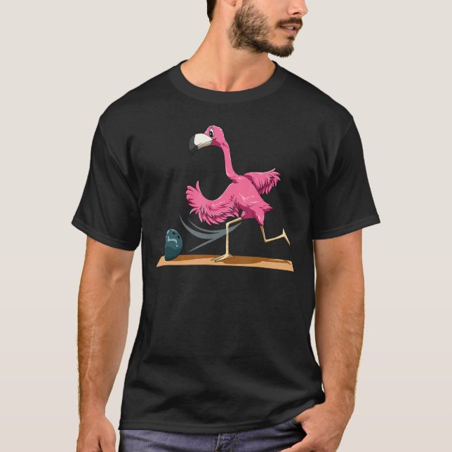 Flamingo Bowling Flamingo Playing Bowling Flamingo T-Shirt (Front)