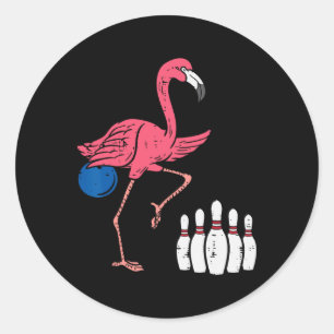 Flamingo Bowling Funny Sport Bowler Team Men Women Classic Round Sticker