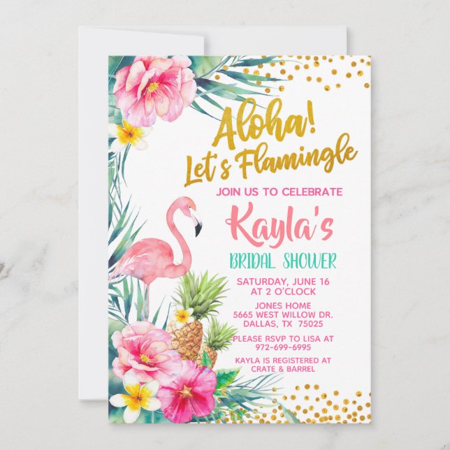 Flamingo Bridal Shower Invitation (Front)