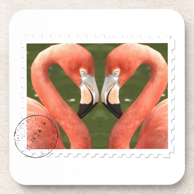 Flamingo Briefmarke Coaster (Front)