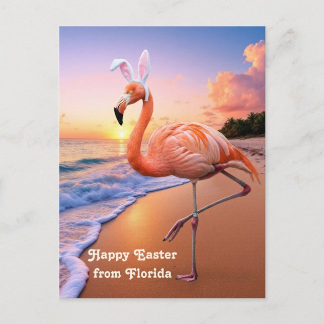 Flamingo Bunny Ears life  Easter Card (Front)