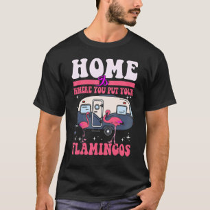Flamingo Camping For RV Camper Lawn Ornament T-Shirt