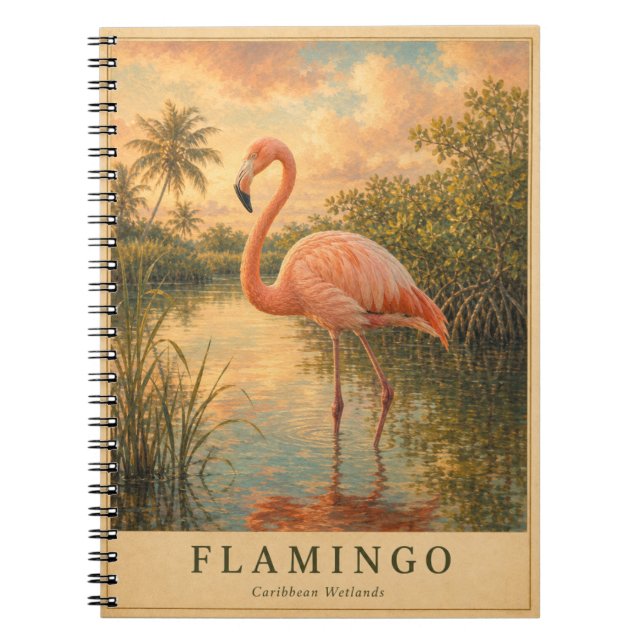 Flamingo Caribbean Wetlands VINTAGE Notebook (Front)