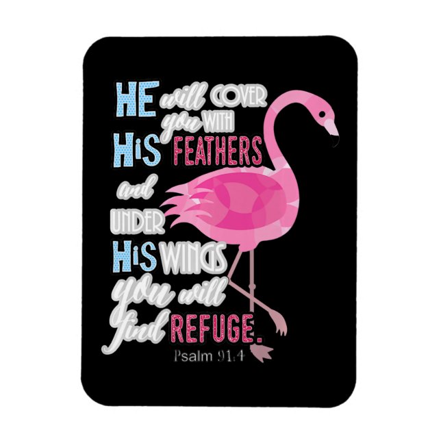 Flamingo Christian Gift, Psalm 91 Bible Verse Magnet (Vertical)