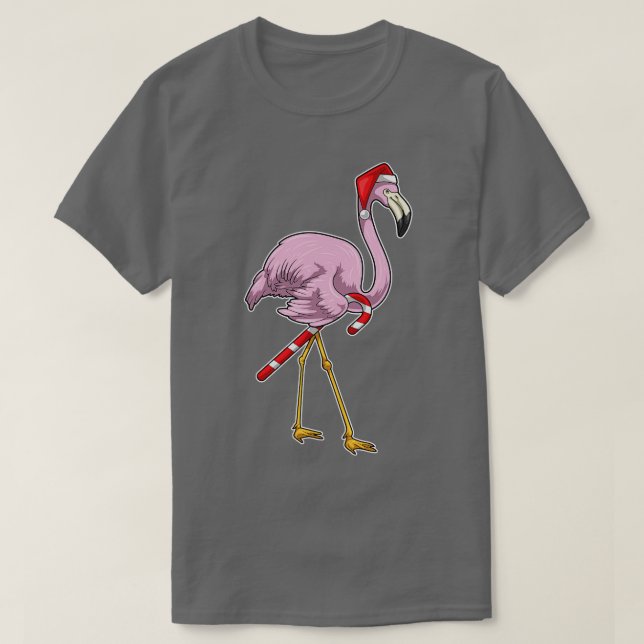 Flamingo Christmas Candy cane TShirt (Design Front)