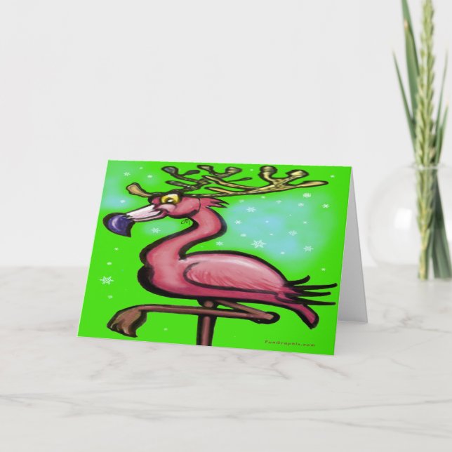 Flamingo Christmas Card (Front)