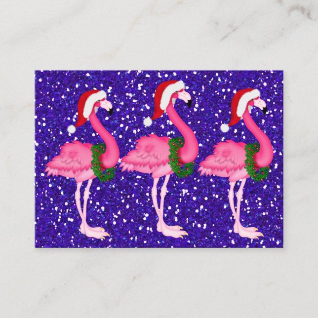 Flamingo Christmas Enclosure Card / Tag (Front)