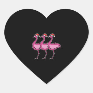 Flamingo Christmas Heart Sticker