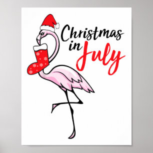 Flamingo Christmas In July Funny Party X-mas Party Poster