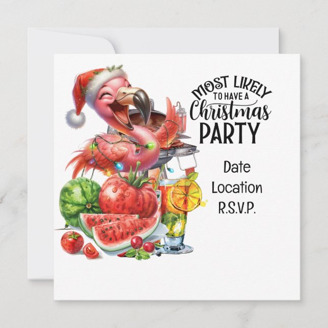 Flamingo Christmas in July Party Invitation (Front)