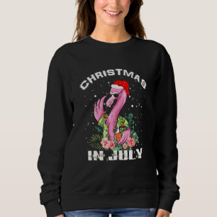 Flamingo Christmas In July Santa Hat Summer Vaccat Sweatshirt