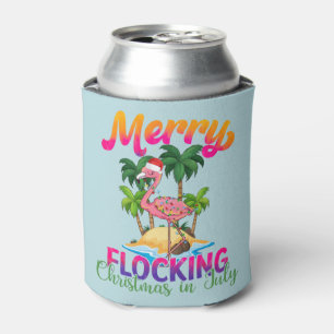 Flamingo Christmas In July   Tropical Flamingo Can Cooler