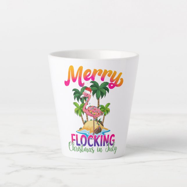 Flamingo Christmas In July | Tropical Flamingo Latte Mug (Front)