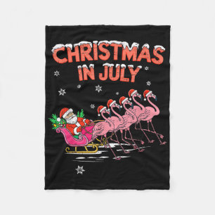 Flamingo Christmas In July Xmas Summer Christmas W Fleece Blanket