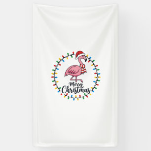 Flamingo Christmas Lights Holiday Banner
