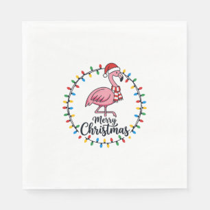 Flamingo Christmas Lights Holiday Napkin