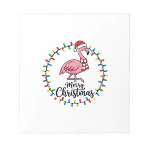 Flamingo Christmas Lights Holiday Notepad