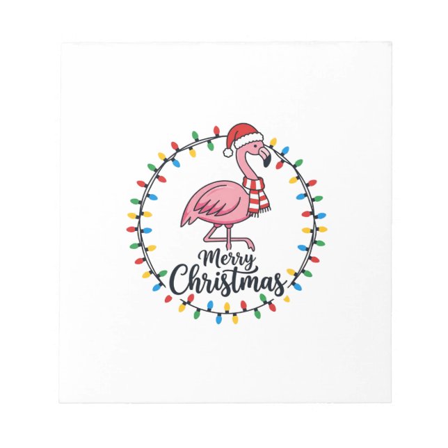 Flamingo Christmas Lights Holiday Notepad (Front)