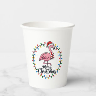 Flamingo Christmas Lights Holiday Paper Cups