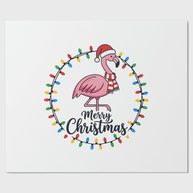 Flamingo Christmas Lights Holiday Wrapping Paper (Flat)
