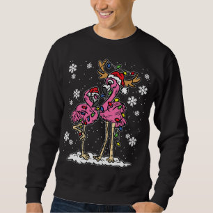 Flamingo Christmas Lights Santa Hat Pajama Cute Re Sweatshirt