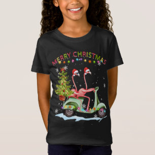 Flamingo Christmas Motorcycle Xmas Lights Merry Ch T-Shirt