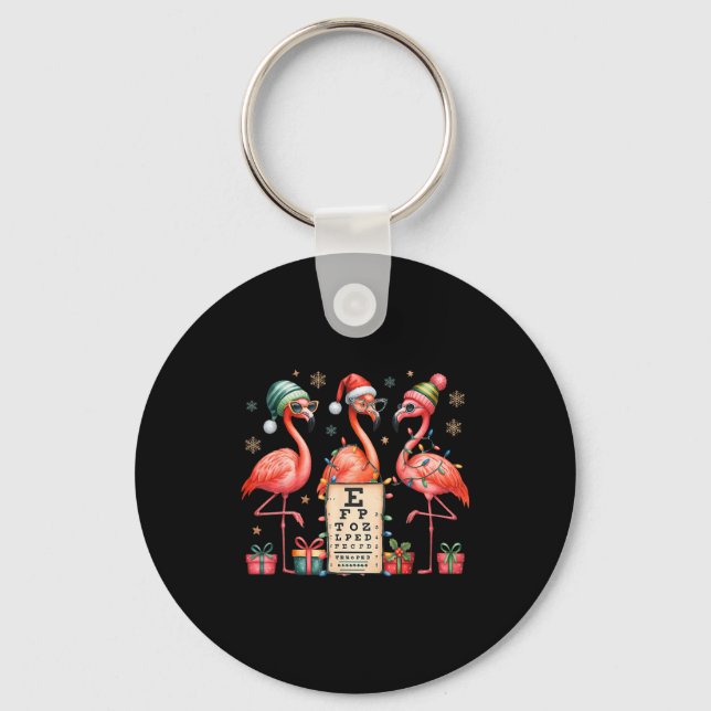 Flamingo Christmas Optometry Ophthalmologist Eye D Key Ring (Front)