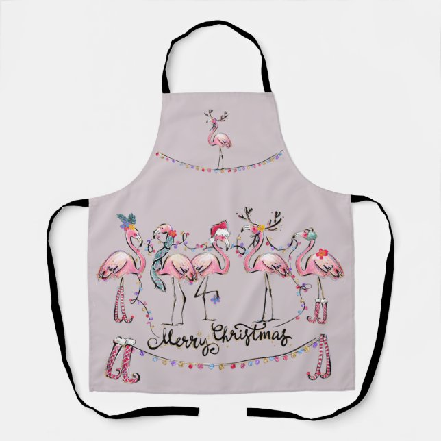 Flamingo Christmas Party Apron (Front)