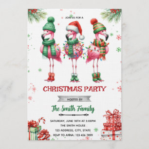 Flamingo Christmas Party Invitation