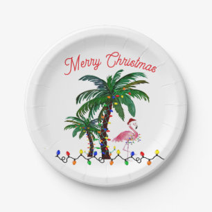 Flamingo Christmas party plates
