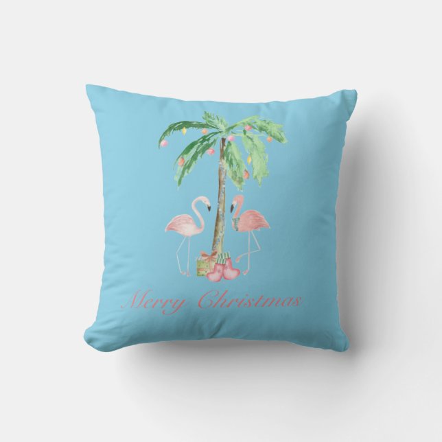 Flamingo Christmas Pillow (Front)