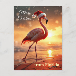 Flamingo Christmas Postcard