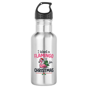 Flamingo Christmas Quote Vector 532 Ml Water Bottle
