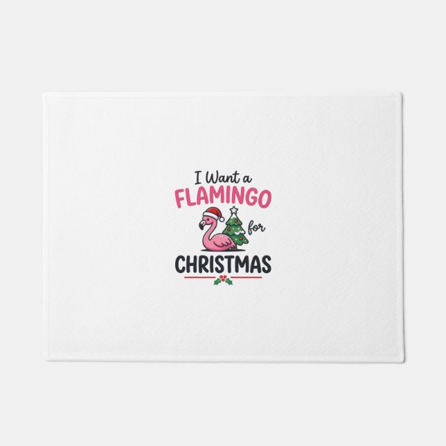 Flamingo Christmas Quote Vector Doormat (Front)