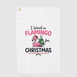 Flamingo Christmas Quote Vector Golf Towel
