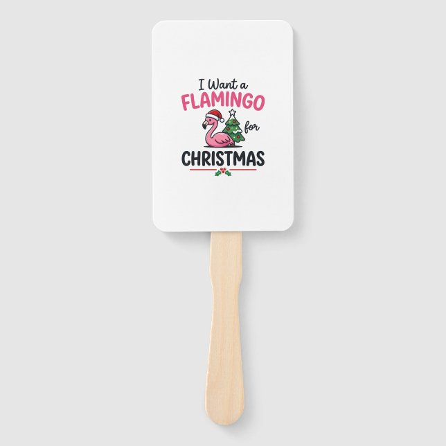 Flamingo Christmas Quote Vector Hand Fan (Front)