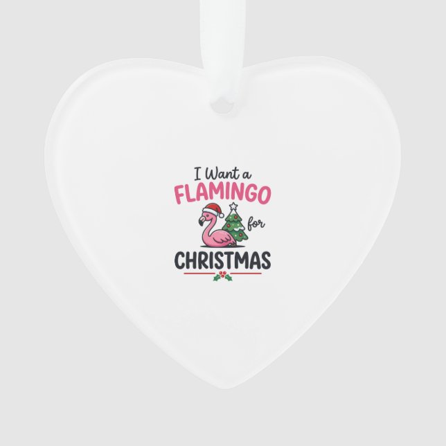 Flamingo Christmas Quote Vector Ornament (Front)