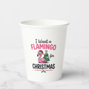 Flamingo Christmas Quote Vector Paper Cups
