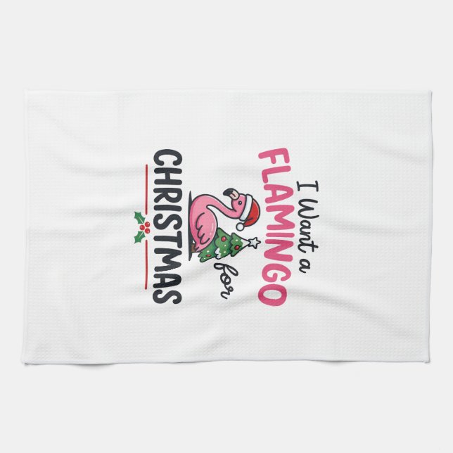 Flamingo Christmas Quote Vector Tea Towel (Horizontal)