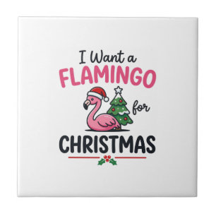 Flamingo Christmas Quote Vector Tile