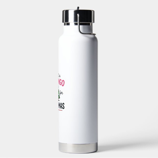 Flamingo Christmas Quote Vector Water Bottle (Left)