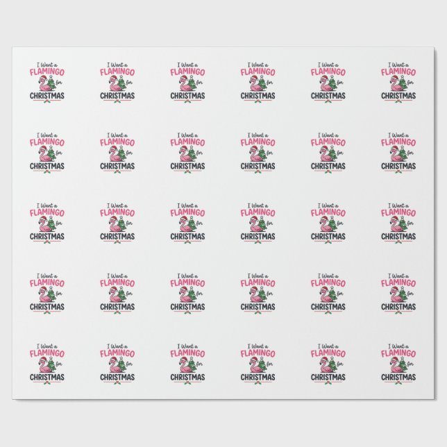 Flamingo Christmas Quote Vector Wrapping Paper (Flat)