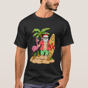 Flamingo Christmas Sweater Funny Santa Palm Tree P
