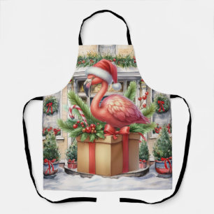 Flamingo Christmas Themed  Apron