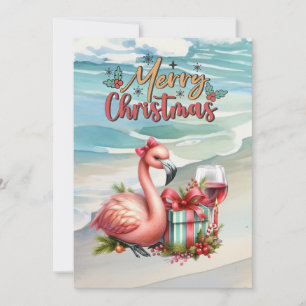 FLAMINGO Christmas Themed Holiday Card