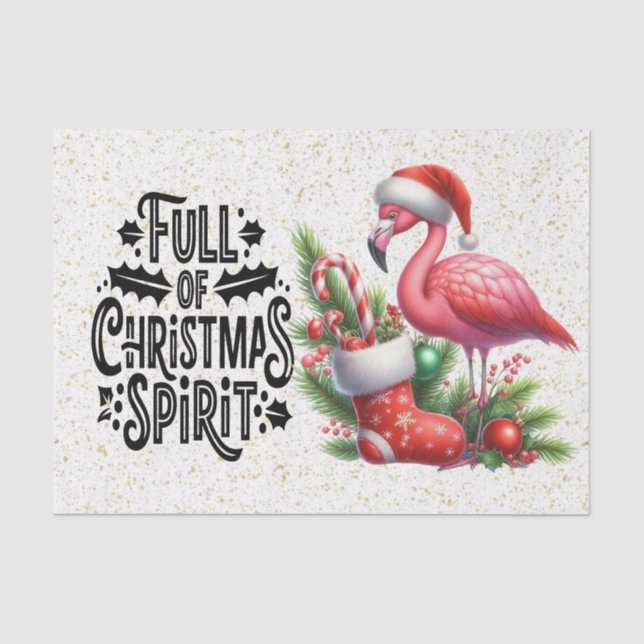 Flamingo Christmas themed  Tissue Paper (Front)