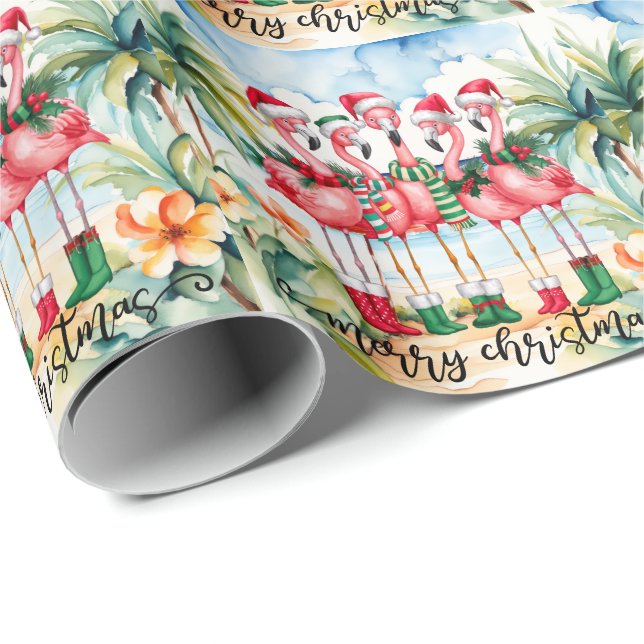 Flamingo Christmas themed  Wrapping Paper (Roll Corner)